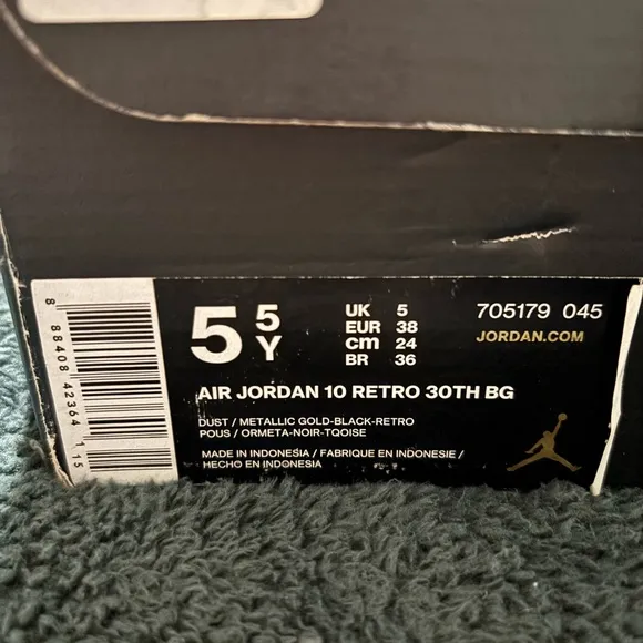 Air Jordan 10 Retro 30th Gray and Black High-Top Sneakers. Big Kid Youth.