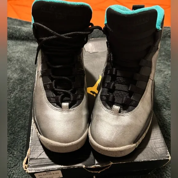 Air Jordan 10 Retro 30th Gray and Black High-Top Sneakers. Big Kid Youth.