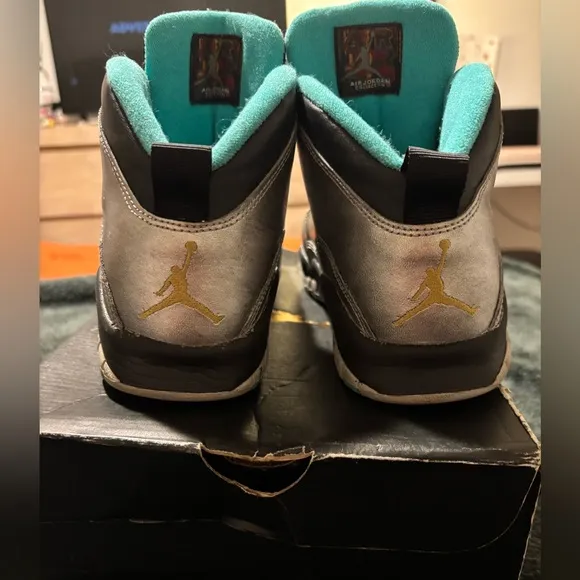 Air Jordan 10 Retro 30th Gray and Black High-Top Sneakers. Big Kid Youth.
