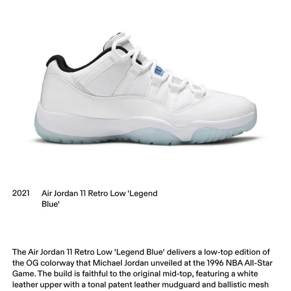 Air Jordan 11 Retro Low 'Legend Blue' Sneakers