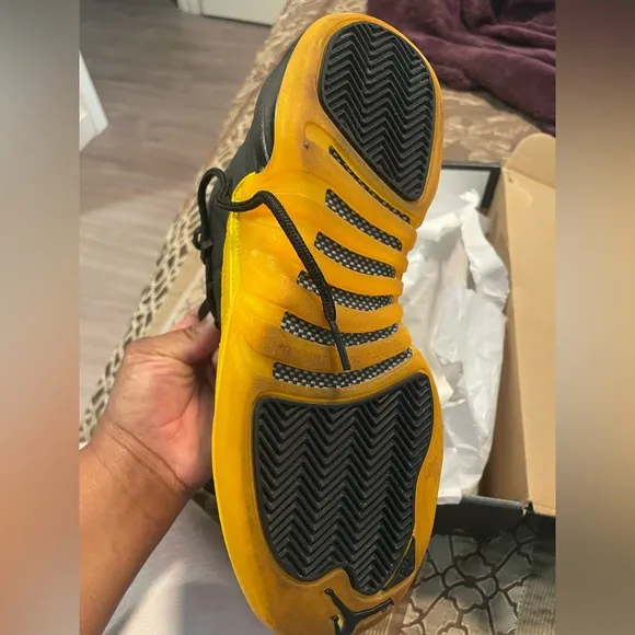 Air Jordan 12 Retro Black and Gold Sneakers