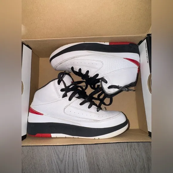 Air Jordan 2 Retro White and Red Sneakers