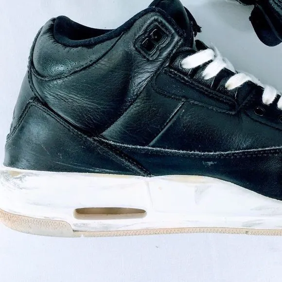 Air Jordan 3 Retro BG Kid Sneaker 398614-020 Black White Leather Sz 5.5 Y