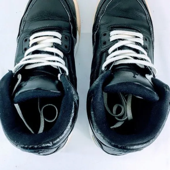 Air Jordan 3 Retro BG Kid Sneaker 398614-020 Black White Leather Sz 5.5 Y