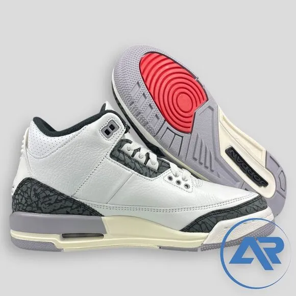 Air Jordan 3 Retro ‘Cement Grey’ White Sneakers DM0967-106 Size 6.5Y / Women 8