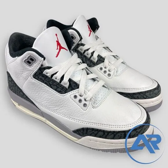 Air Jordan 3 Retro ‘Cement Grey’ White Sneakers DM0967-106 Size 6.5Y / Women 8
