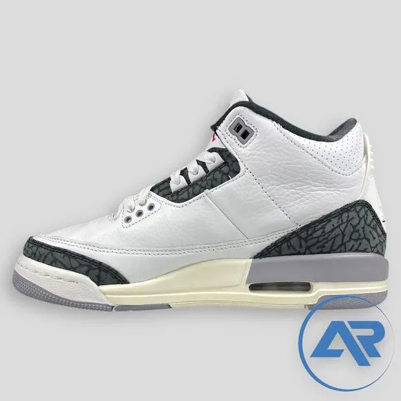 Air Jordan 3 Retro ‘Cement Grey’ White Sneakers DM0967-106 Size 6.5Y / Women 8