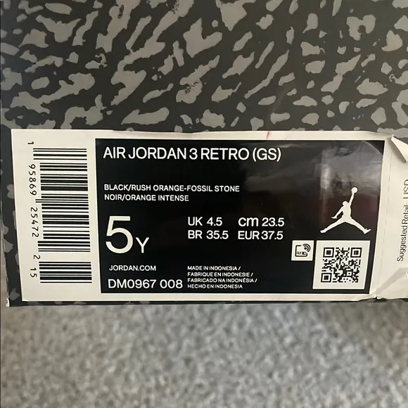 Air Jordan 3 Retro GS Black and Orange Sneakers