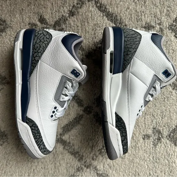 Air Jordan 3 Retro White and Midnight Navy Sneakers