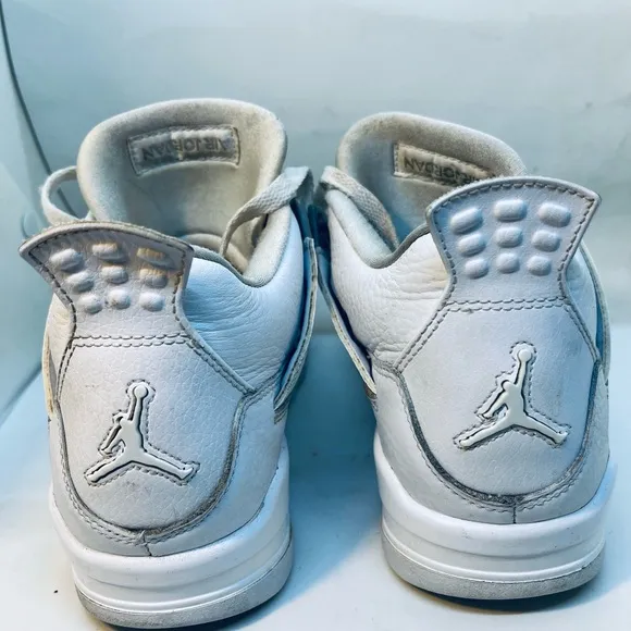 AIR JORDAN 4 RETRO PURE MONEY WHITE &amp; SILVER (408452-100) SIZE 6Y