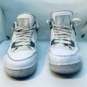AIR JORDAN 4 RETRO PURE MONEY WHITE &amp; SILVER (408452-100) SIZE 6Y