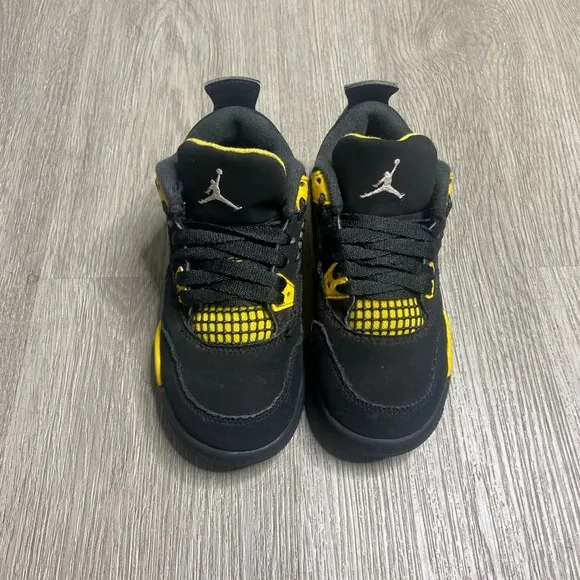 Air Jordan 4 Retro Thunder PS Shoe Size 11c Black BQ7669-017 Preowned
