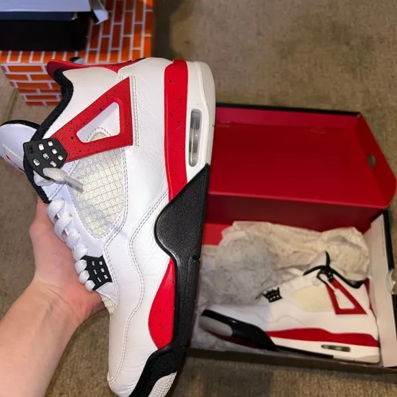 Air Jordan 4 Retro White Red Sneakers