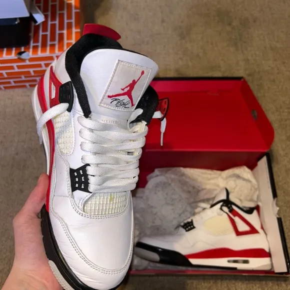 Air Jordan 4 Retro White Red Sneakers