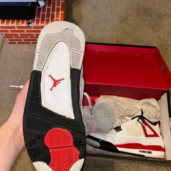 Air Jordan 4 Retro White Red Sneakers