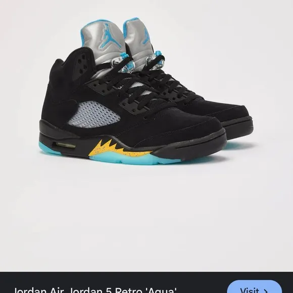 Air Jordan 5 Retro 'Aqua' Sneakers 7Y/ Sz 8