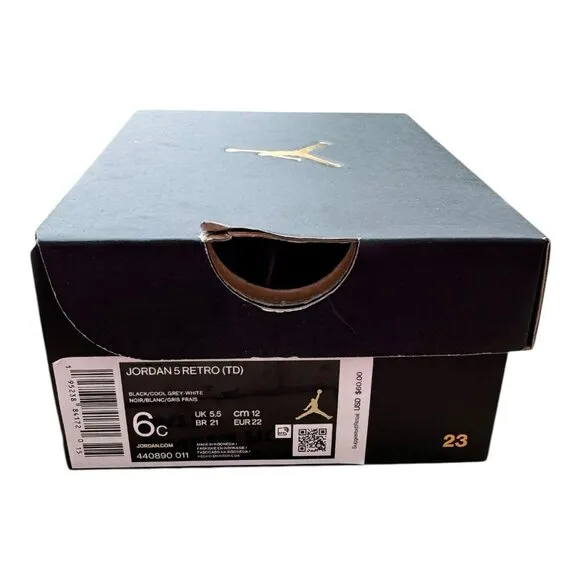 Air Jordan 5 Retro TD 6C Toddler High-Top Sneakers Moonlight Oreo Blk 440890 011