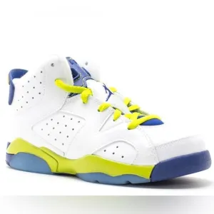 Air Jordan 6 Retro Fierce Green White Kid’s Mid-Top Basketball Athletic Sneakers