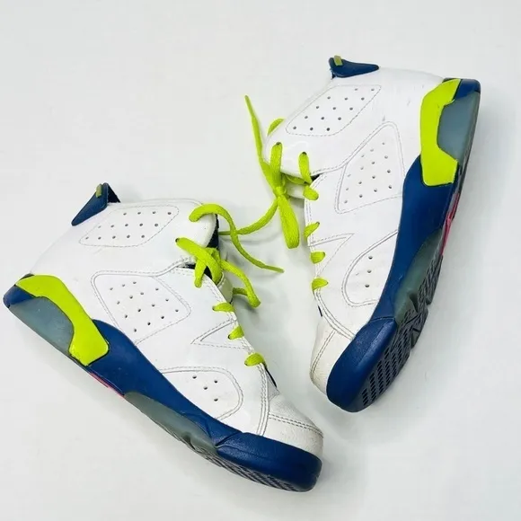 Air Jordan 6 Retro Fierce Green White Kid’s Mid-Top Basketball Athletic Sneakers