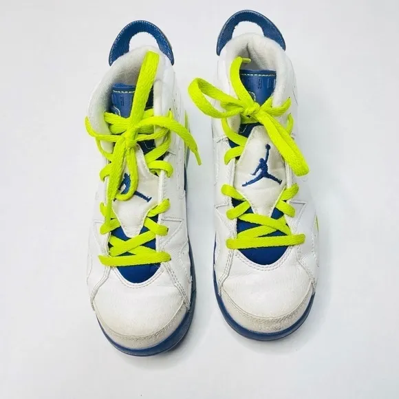 Air Jordan 6 Retro Fierce Green White Kid’s Mid-Top Basketball Athletic Sneakers