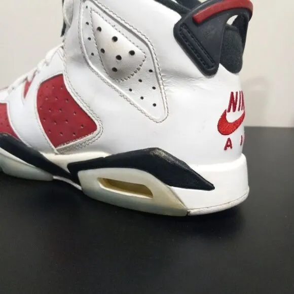 Air Jordan 6 Retro GS 'Carmine' 2021 Mid Top Lace Up Sneakers Red/White Kids 7Y