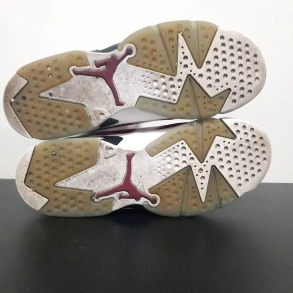 Air Jordan 6 Retro GS 'Carmine' 2021 Mid Top Lace Up Sneakers Red/White Kids 7Y