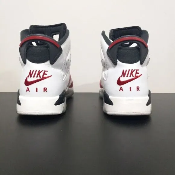 Air Jordan 6 Retro GS 'Carmine' 2021 Mid Top Lace Up Sneakers Red/White Kids 7Y