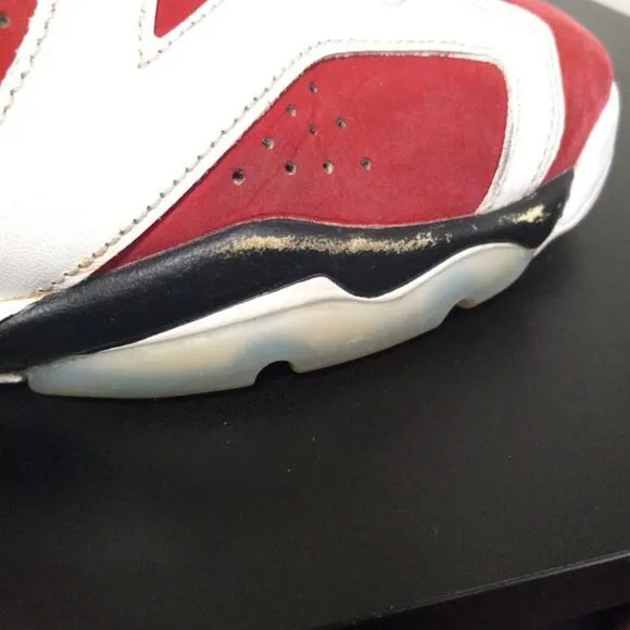Air Jordan 6 Retro GS 'Carmine' 2021 Mid Top Lace Up Sneakers Red/White Kids 7Y