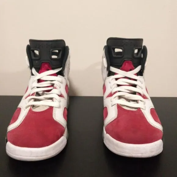 Air Jordan 6 Retro GS 'Carmine' 2021 Mid Top Lace Up Sneakers Red/White Kids 7Y