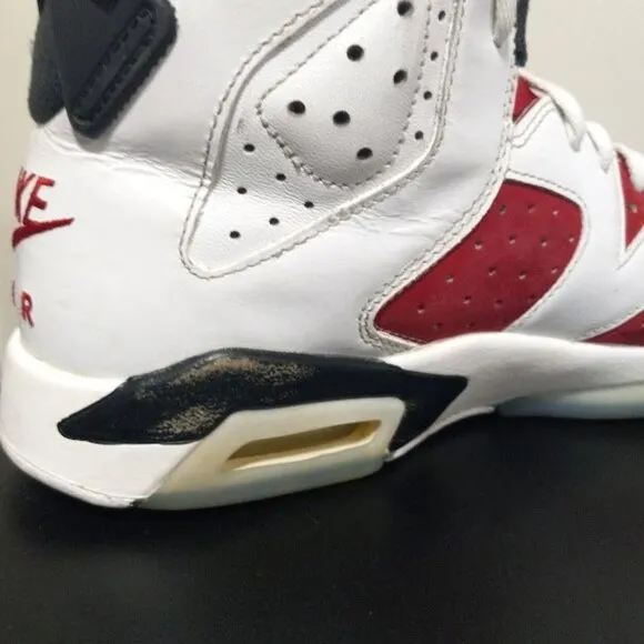 Air Jordan 6 Retro GS 'Carmine' 2021 Mid Top Lace Up Sneakers Red/White Kids 7Y