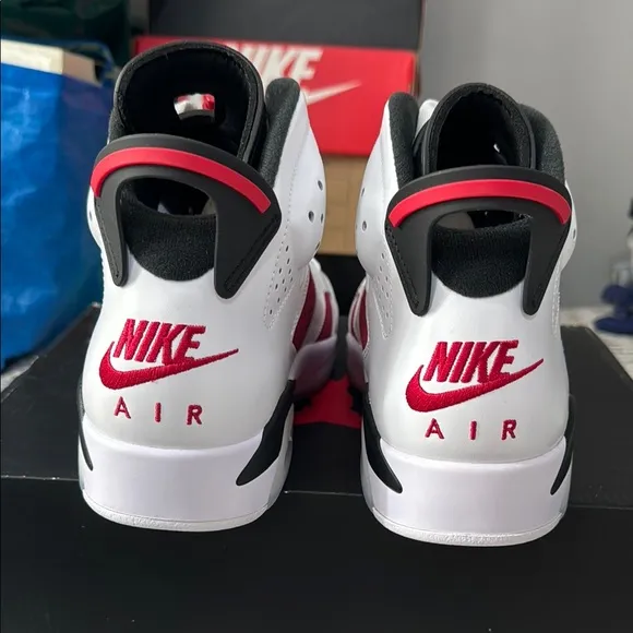 AIR JORDAN 6 RETRO Red and White Sneakers NEW in the box