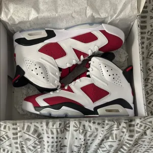 AIR JORDAN 6 RETRO Red and White Sneakers NEW in the box