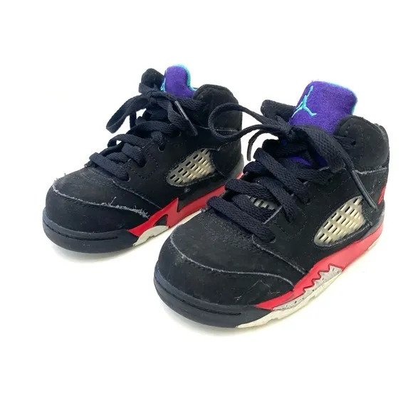 Air Jordan Fire Red/Metallic/Grape 5 Retro TD Top 3 Sneakers
