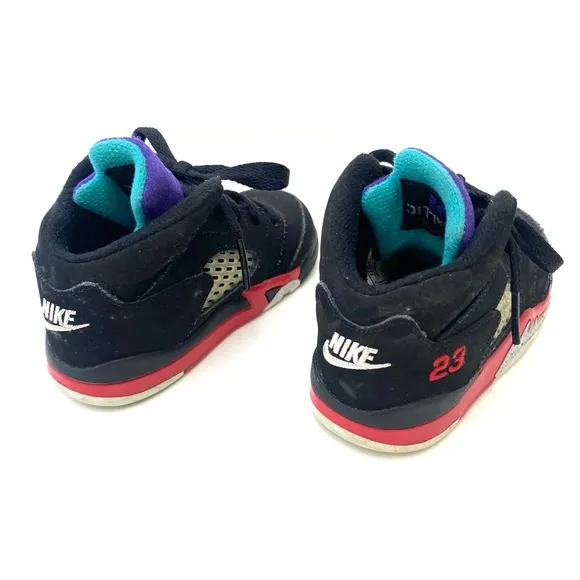Air Jordan Fire Red/Metallic/Grape 5 Retro TD Top 3 Sneakers