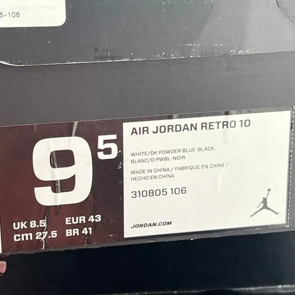 Air Jordan Retro 10 white/ powder blue/ black size 9.5 sneakers