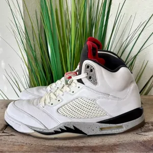 Air Jordan Retro 5 White Cement Sneakers