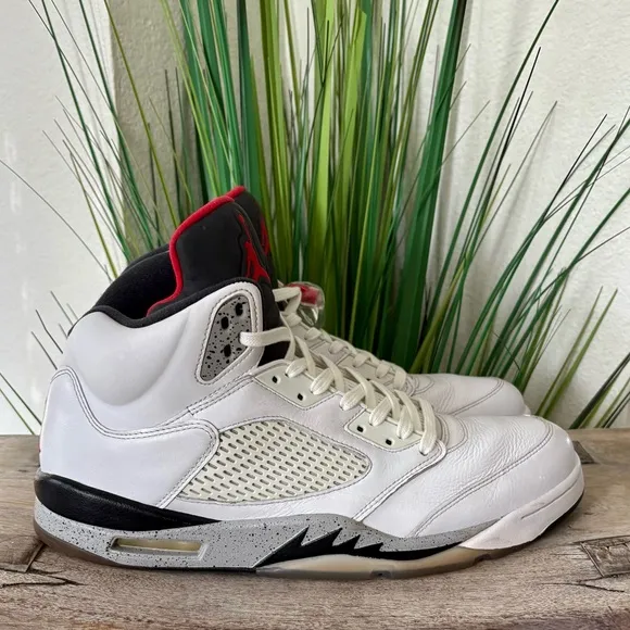 Air Jordan Retro 5 White Cement Sneakers