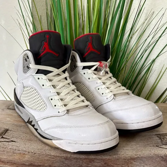 Air Jordan Retro 5 White Cement Sneakers