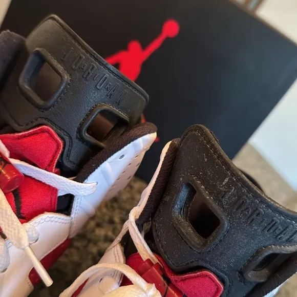 Air Jordan retro 6 Carmine Red and White Sneakers EUC 10.5