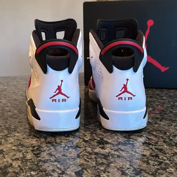 Air Jordan retro 6 Carmine Red and White Sneakers EUC 10.5