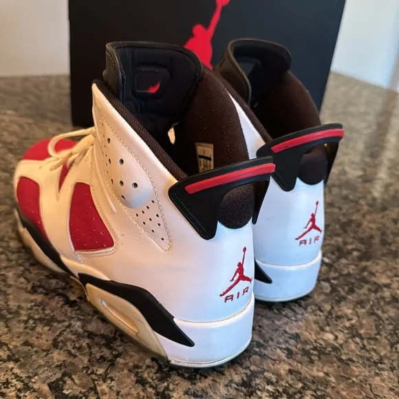 Air Jordan retro 6 Carmine Red and White Sneakers EUC 10.5