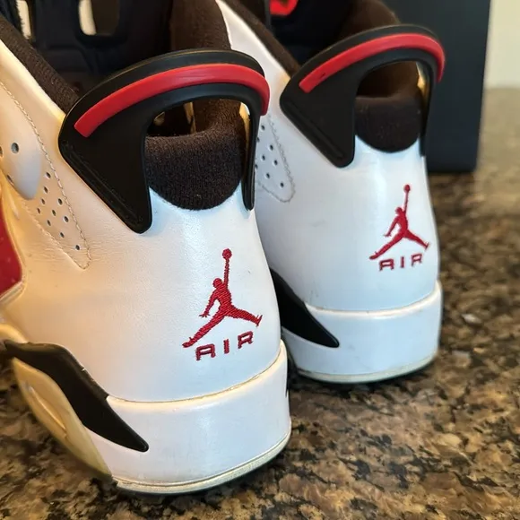 Air Jordan retro 6 Carmine Red and White Sneakers EUC 10.5