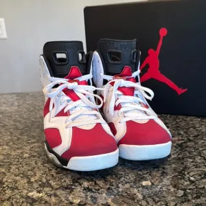 Air Jordan retro 6 Carmine Red and White Sneakers EUC 10.5