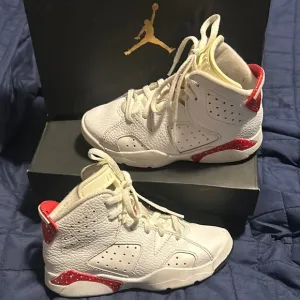 Air Jordan Retro 6 (PS) White and Red Sneakers