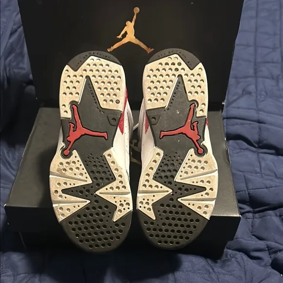 Air Jordan Retro 6 (PS) White and Red Sneakers