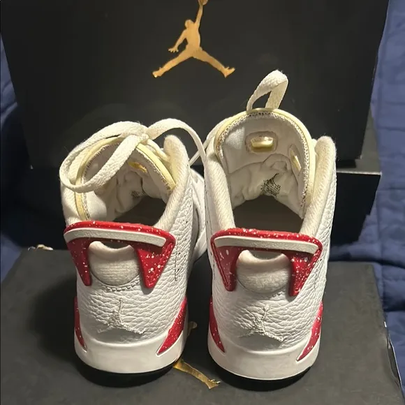 Air Jordan Retro 6 (PS) White and Red Sneakers