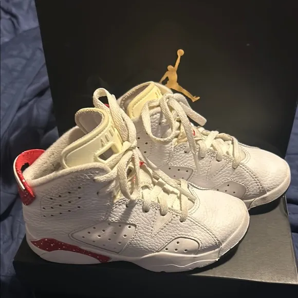 Air Jordan Retro 6 (PS) White and Red Sneakers
