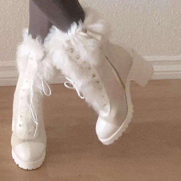 Alberta Ferretti  shearling booties boots white 38 Us 8 $1,800