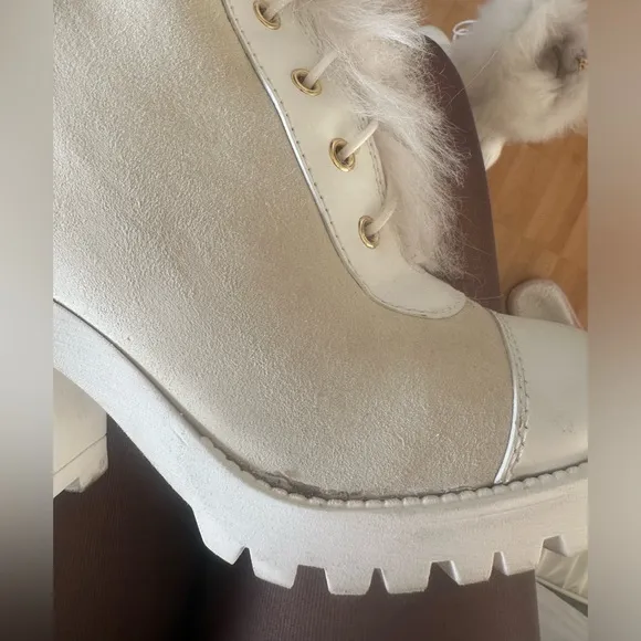 Alberta Ferretti  shearling booties boots white 38 Us 8 $1,800