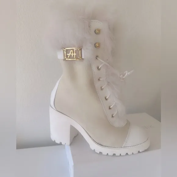 Alberta Ferretti  shearling booties boots white 38 Us 8 $1,800